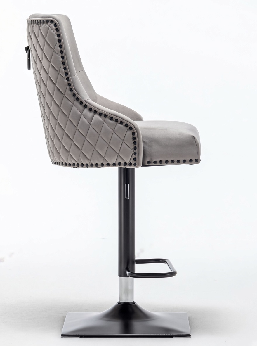 Cambridge French Velvet Light Grey Barstool