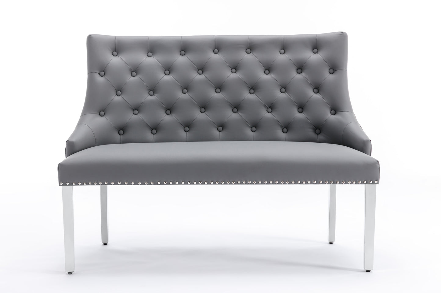 Paris Grey PU Leather High Back Bench