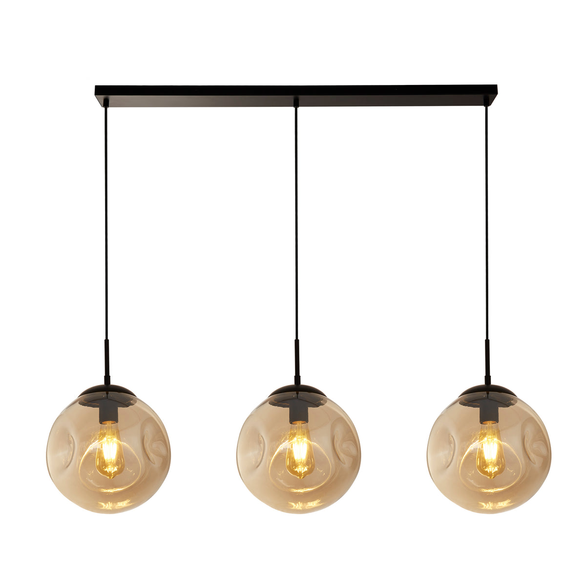 3Lt Bar Pendant- Black Metal & Champagne Punched Glass