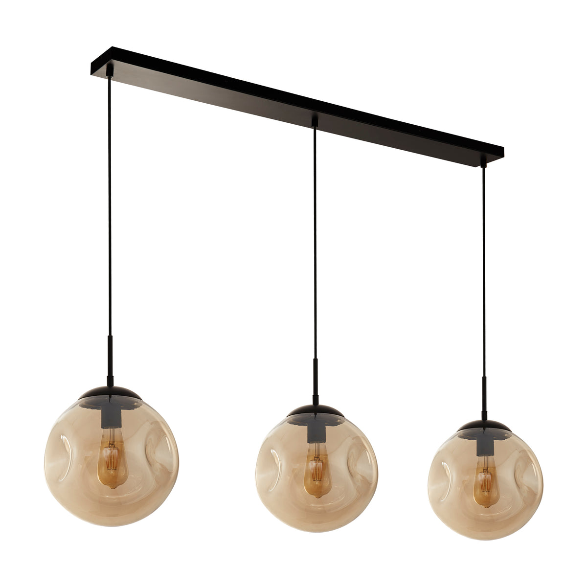 3Lt Bar Pendant- Black Metal & Champagne Punched Glass