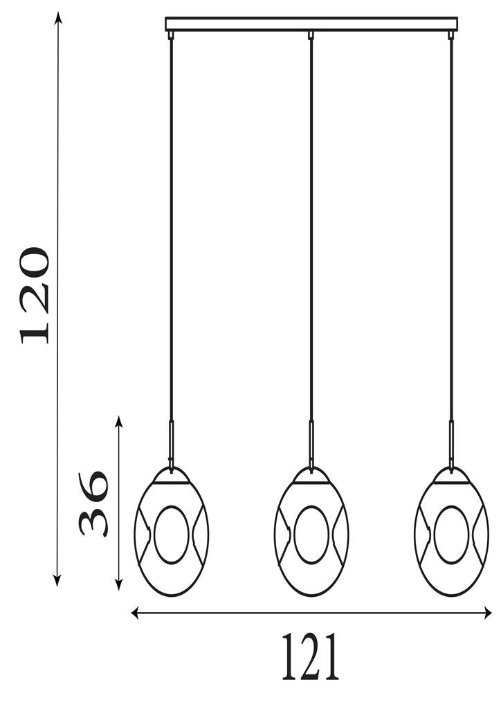 3Lt Bar Pendant- Black Metal & Champagne Punched Glass
