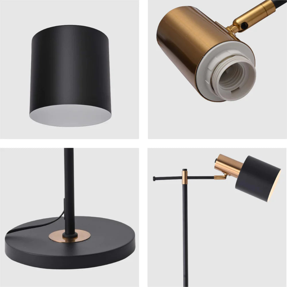 Nordic Pole Reading Floor Lamp Black Gold