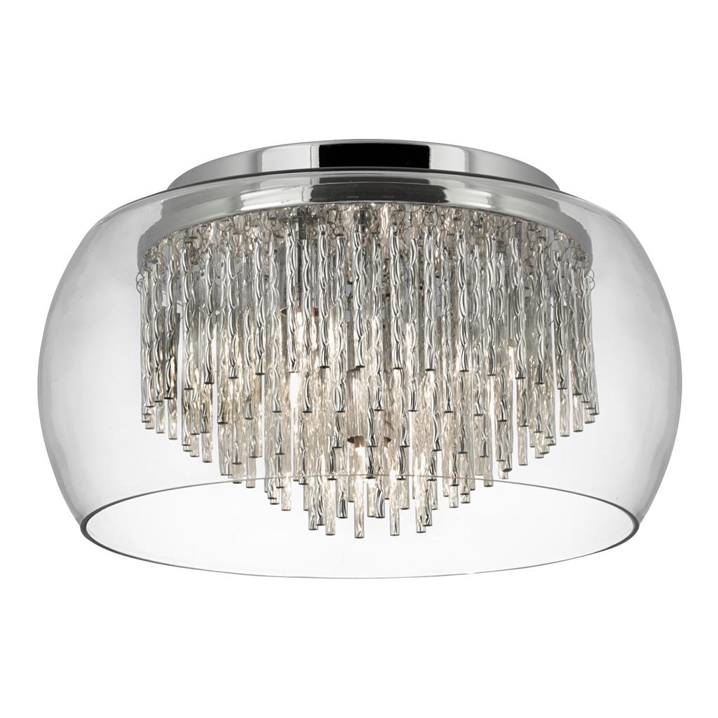 Curva 4Lt Flush - Chrome Metal & Crystal Glass