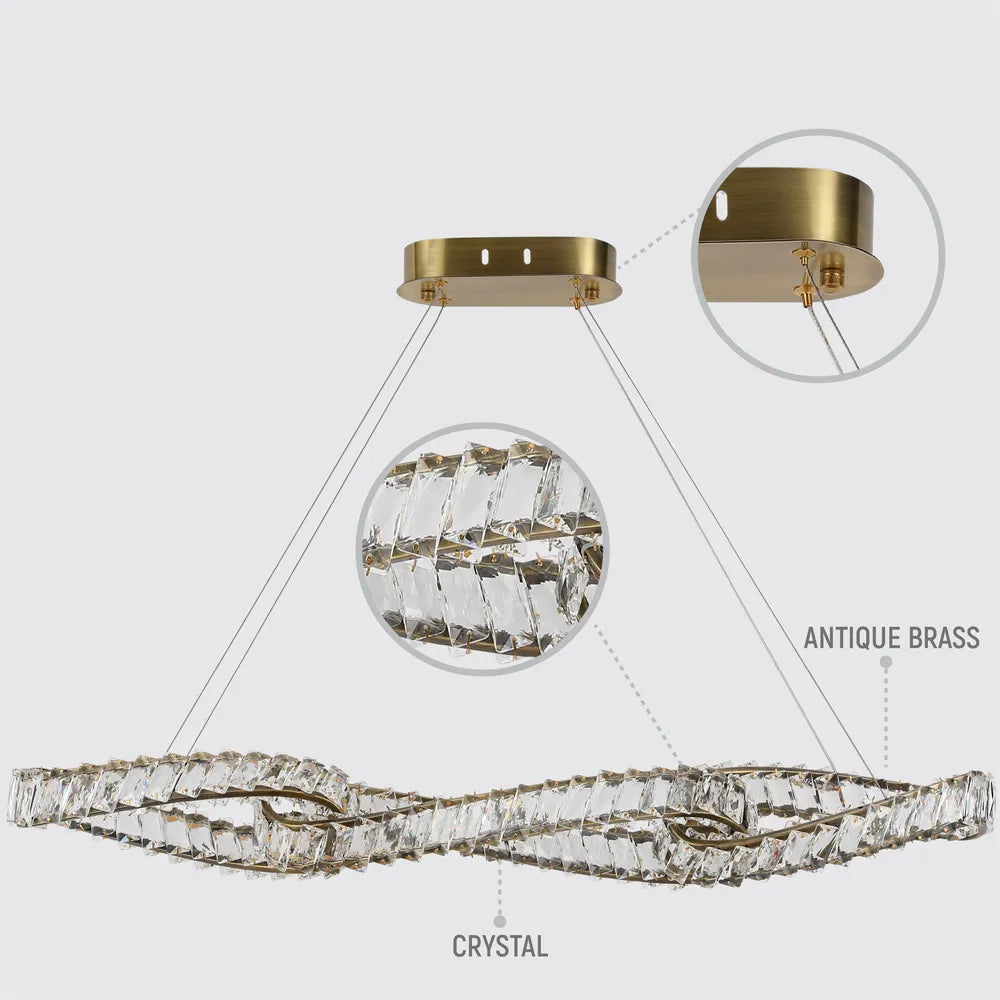 Crystal Chandelier LED Pendant Light 36W 3CCT with Copper Finish