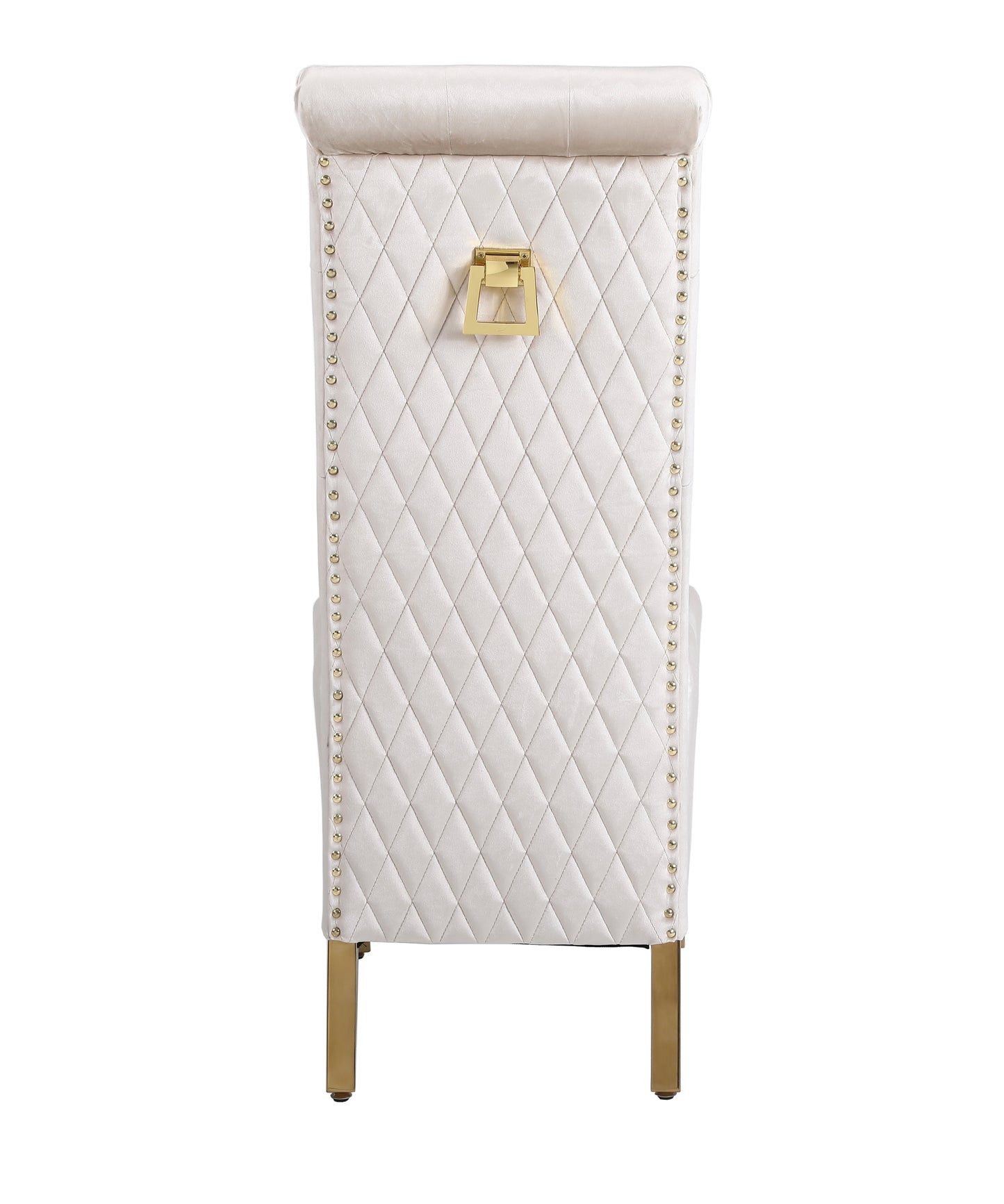 X2 Velvet High Back Dining Chairs with Golden Chrome Knocker & Legs