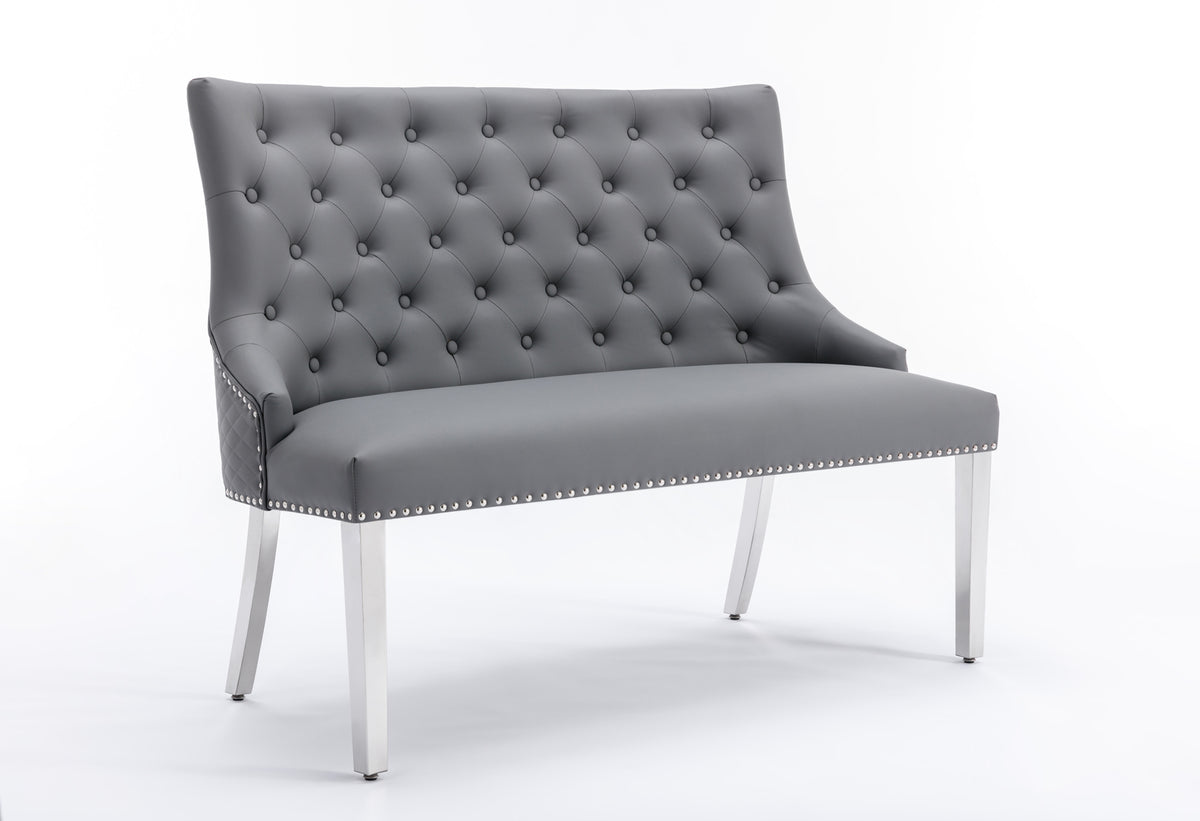Paris Grey PU Leather High Back Bench