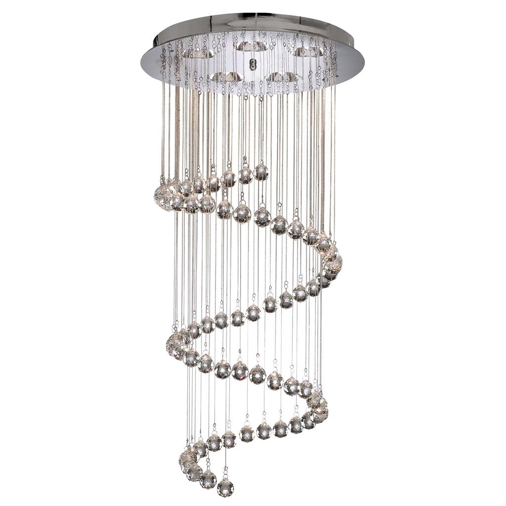 Hallway 3Lt Multi-Drop Pendant- Chrome Metal & Clear Crystal