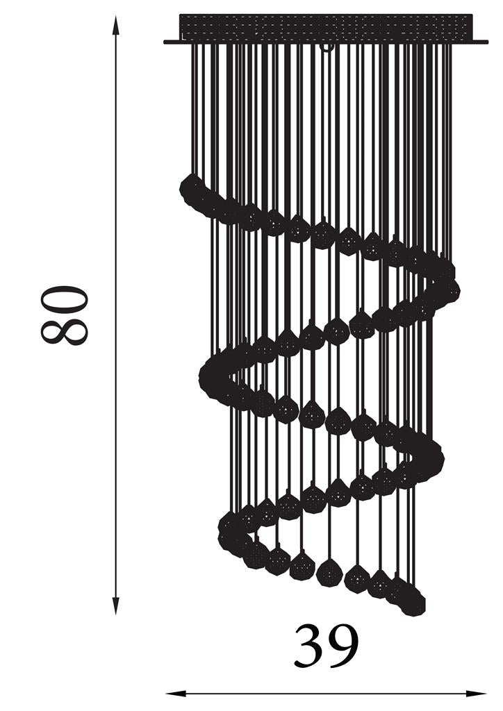 Hallway 3Lt Multi-Drop Pendant- Chrome Metal & Clear Crystal