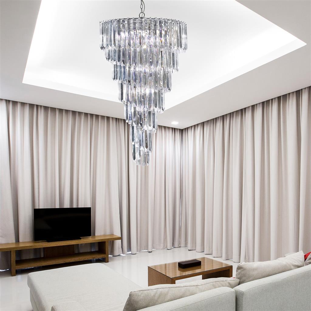 9Lt Chandelier - Chrome Metal & Acrylic