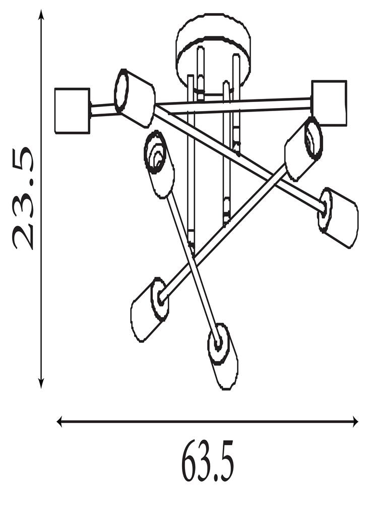 8Lt Semi-Flush - Black & Satin Brass Metal