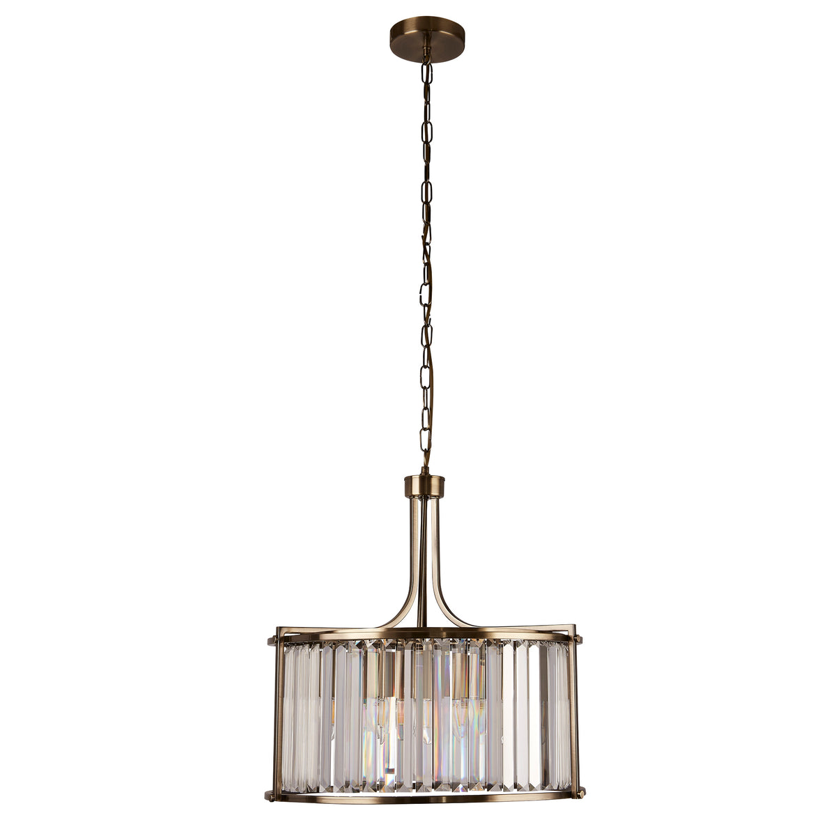 5Lt Pendant - Antique Brass Metal & Clear Crystal