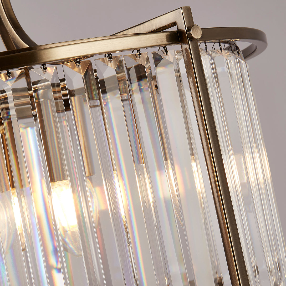 5Lt Pendant - Antique Brass Metal & Clear Crystal