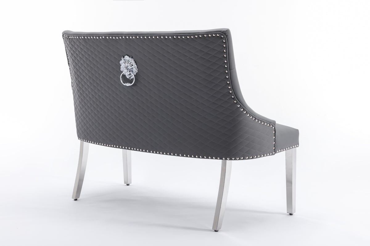 Paris Grey PU Leather High Back Bench