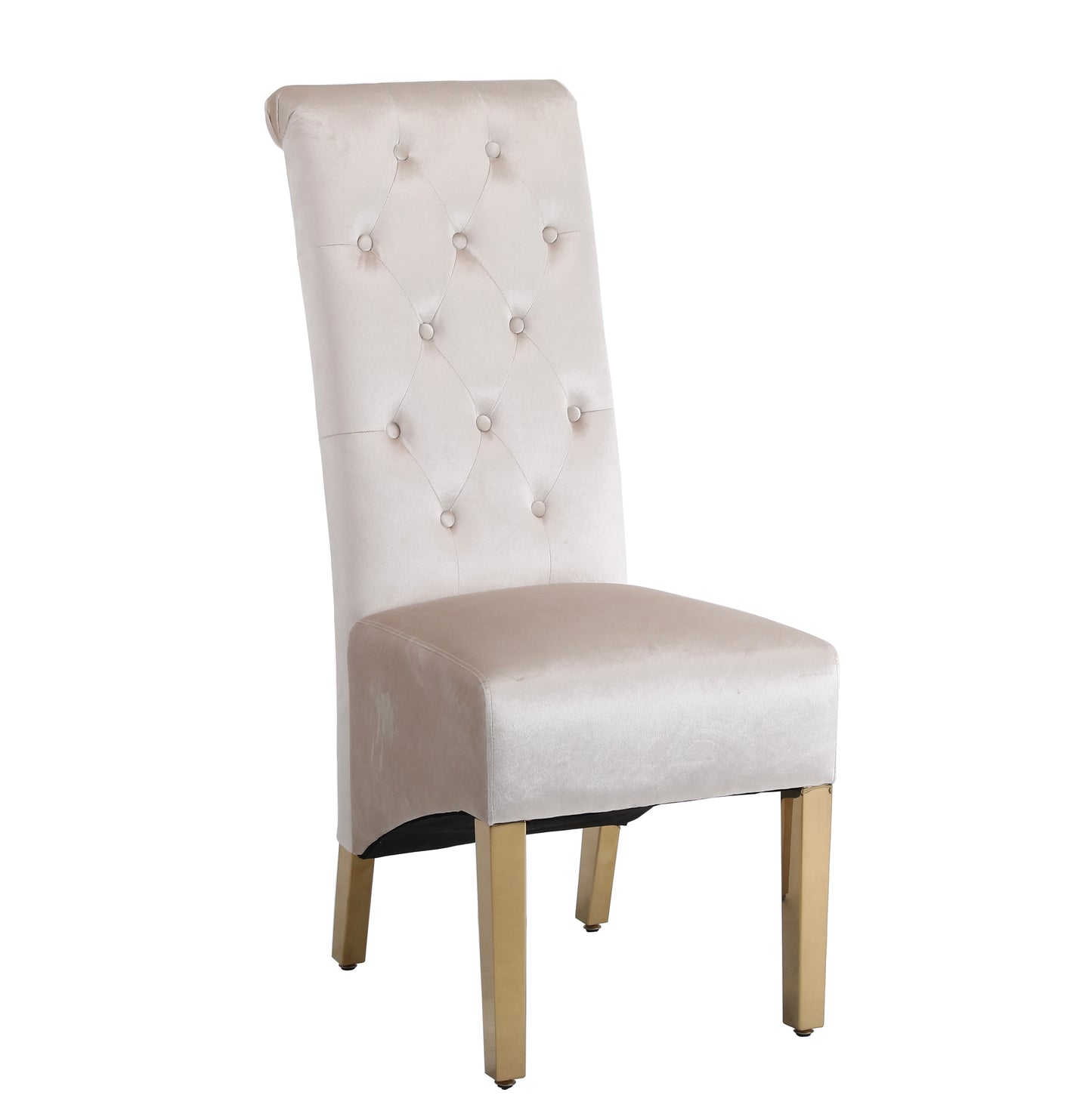 X2 Velvet High Back Dining Chairs with Golden Chrome Knocker & Legs