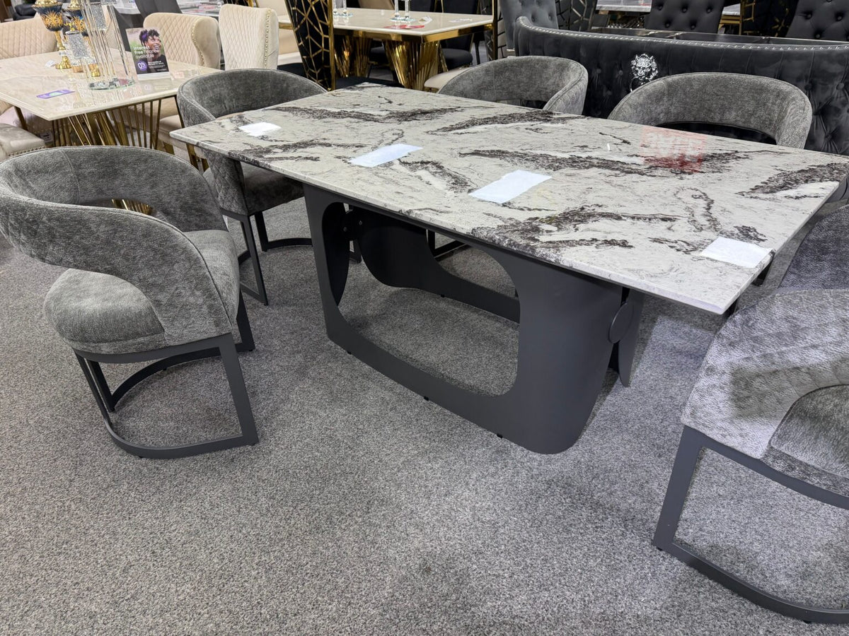 Luna Grey Marble 180cm Dining Set