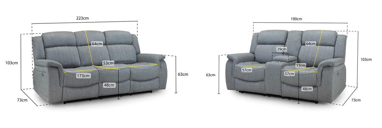Erin Electric Recliner Sofa Grey 3+2 Set