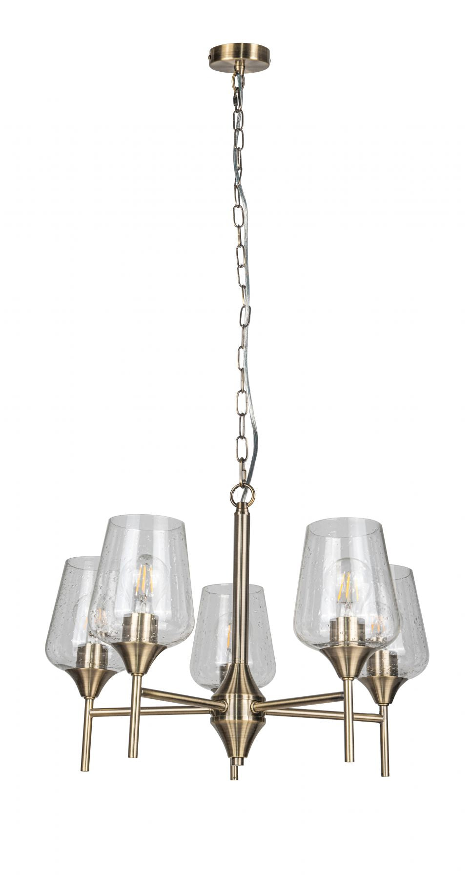 Vino 5 Light Satin Chrome/Antique Brass Ceiling Light
