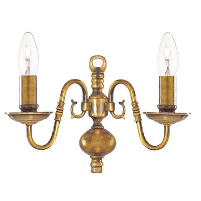 Searchlight 1019-2AB Flemish 2 Light Wall Light - Antique Brass RRP £150.00