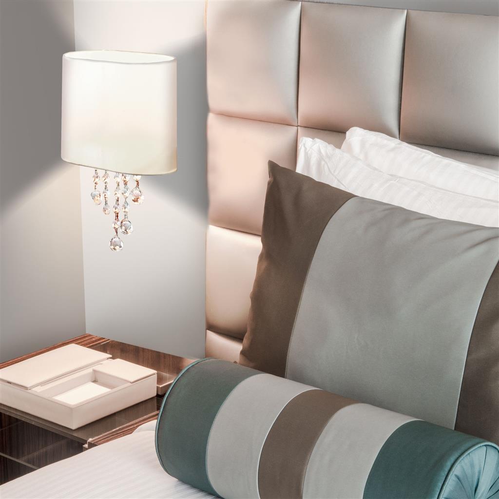 Searchlight 1051-1CC Nina Wall Light - Chrome, Crystal & White Shades RRP £69.00