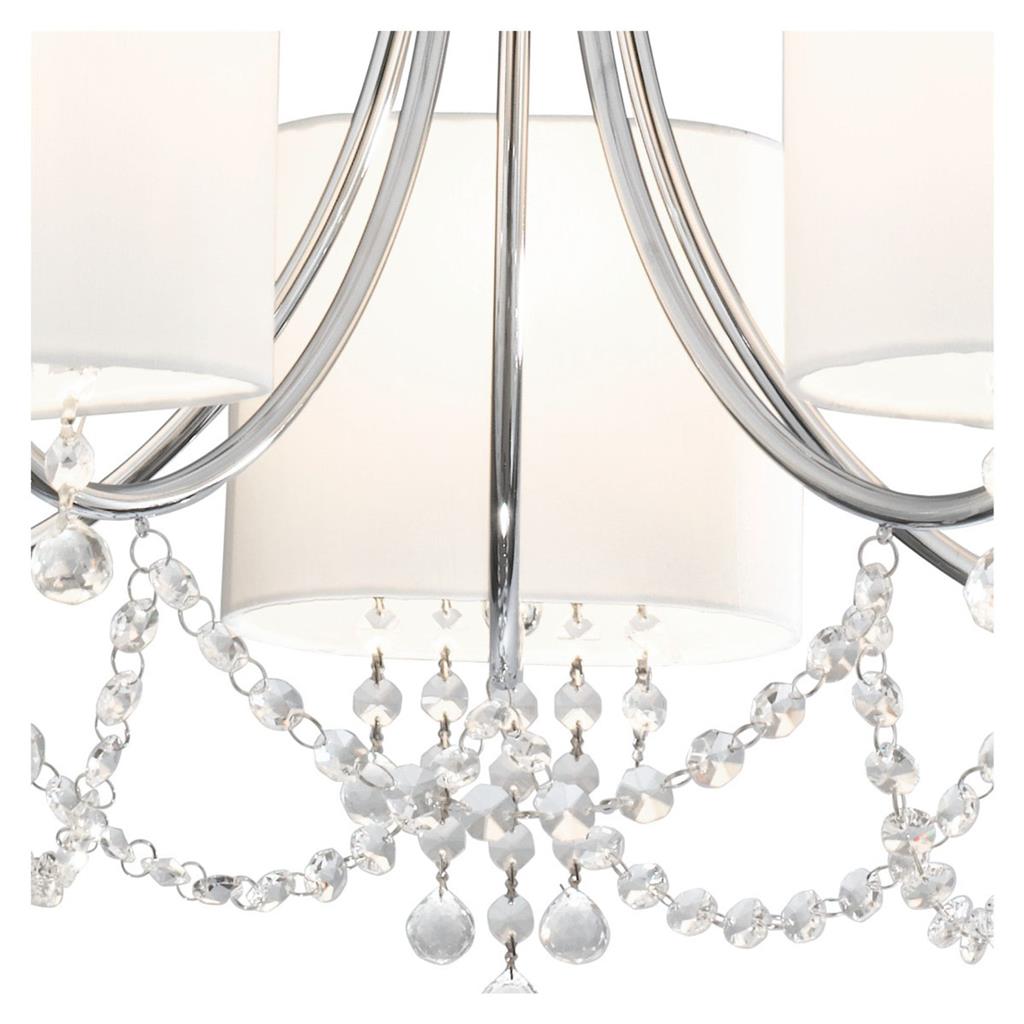 Searchlight 1055-5CC Nina 5 Light Ceiling Pendant - Chrome, Crystal & White Shades RRP £269