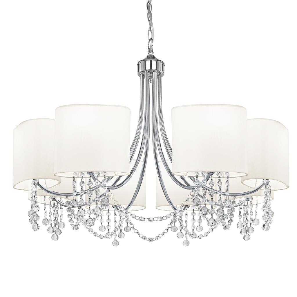 Searchlight 1058-8CC Nina 8 Light Ceiling Pendant - Chrome, Crystal & White Shades RRP £409