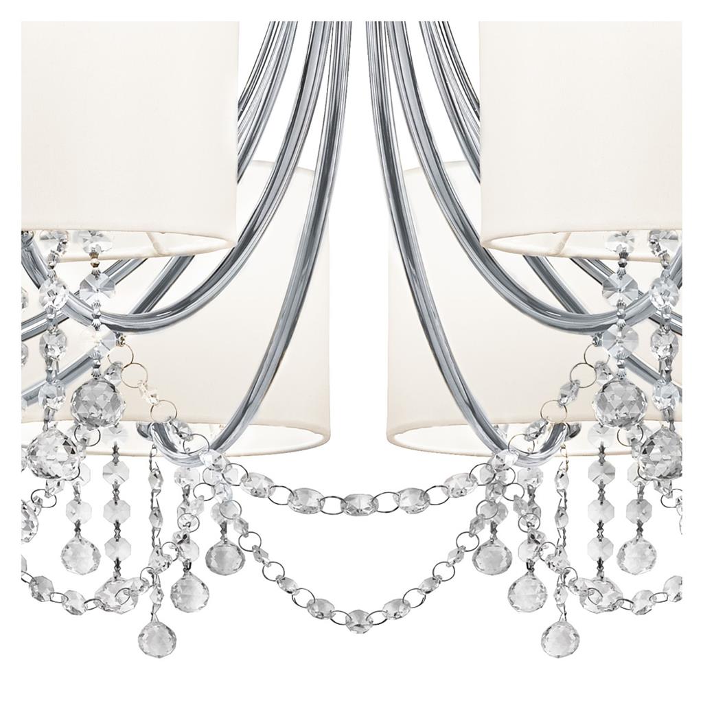 Searchlight 1058-8CC Nina 8 Light Ceiling Pendant - Chrome, Crystal & White Shades RRP £409