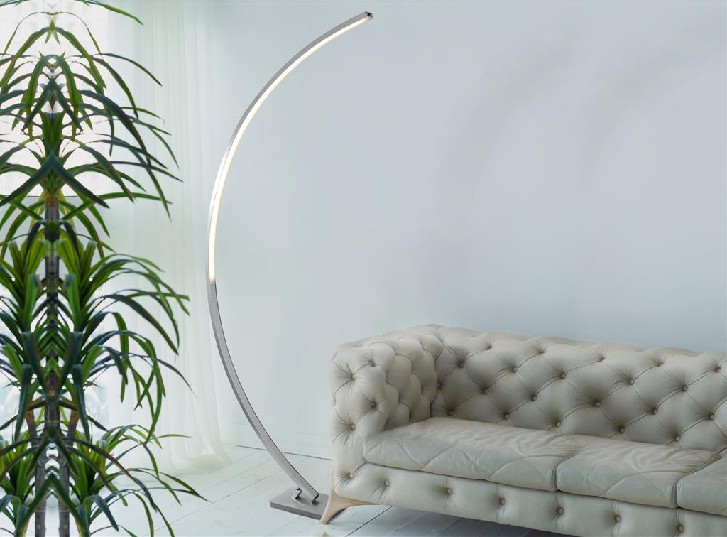 1070SS Colton LED Curved Floor Lamp - Satin Silver & Opal RRP £239.00