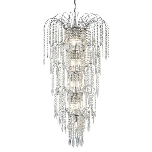 Searchlight 1313-13CC Waterfall - 13 Light Tier Chandelier - Chrome Clear Crystal RRP £1,219.00