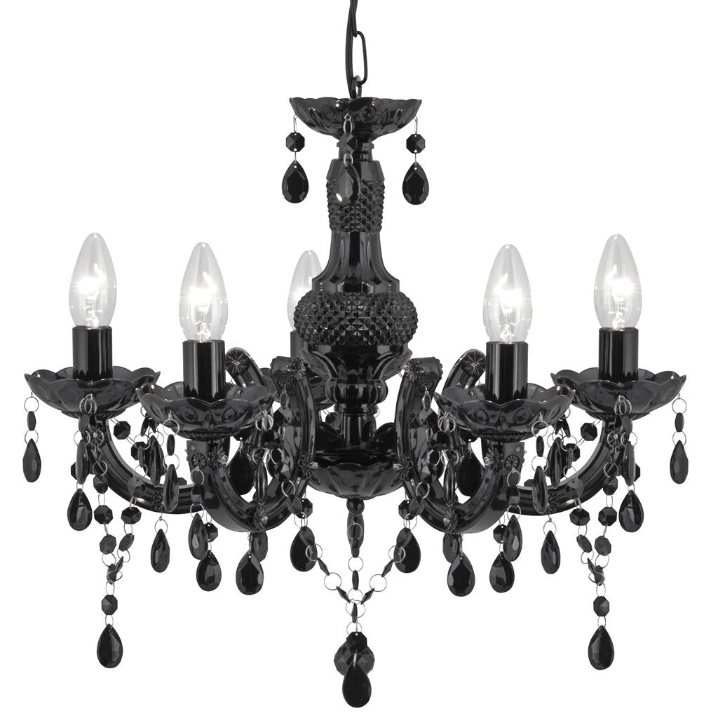 Searchlight 1455-5BK Marie Therese 5Lt Ceiling Pendant - Black Glass & Acrylic RRP £118.00