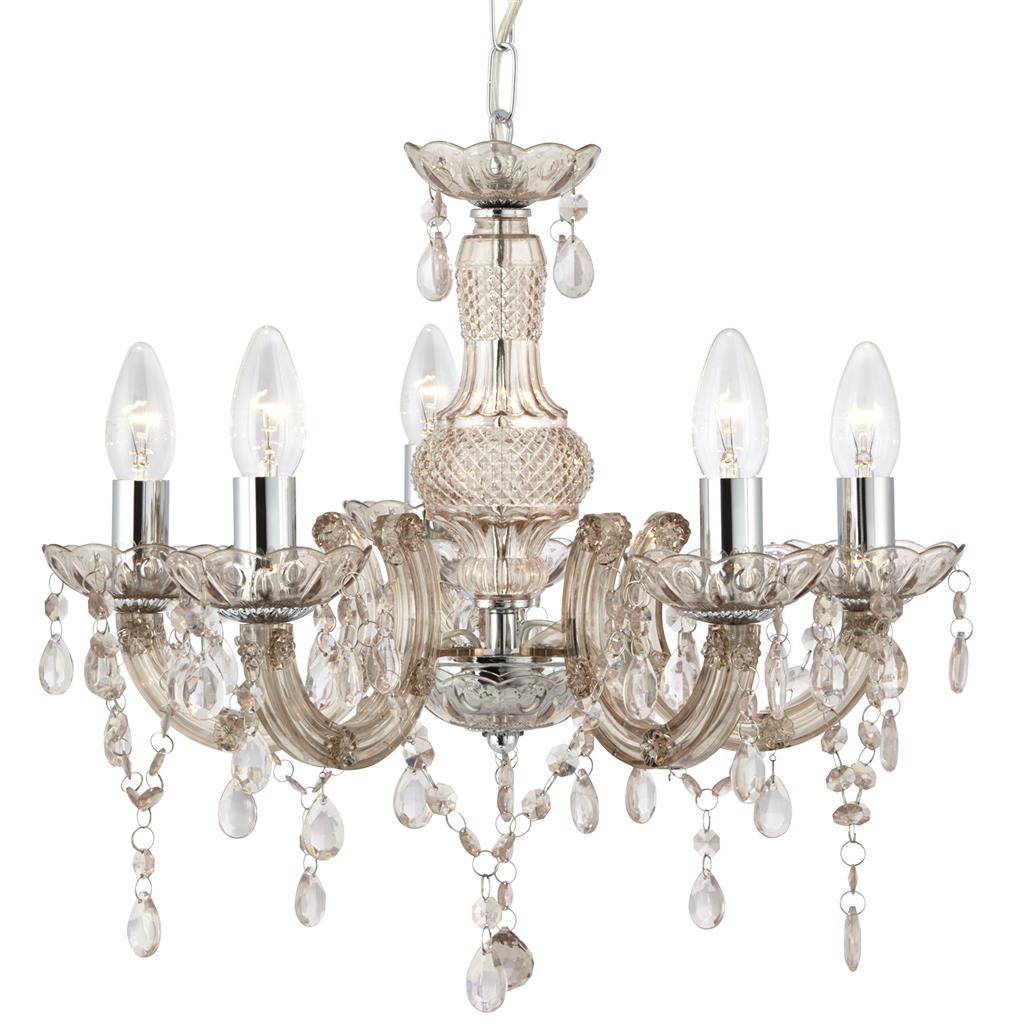 Searchlight 1455-5MI Marie Therese 5Lt Ceiling Pendant - Mink Glass & Acrylic RRP £119.00