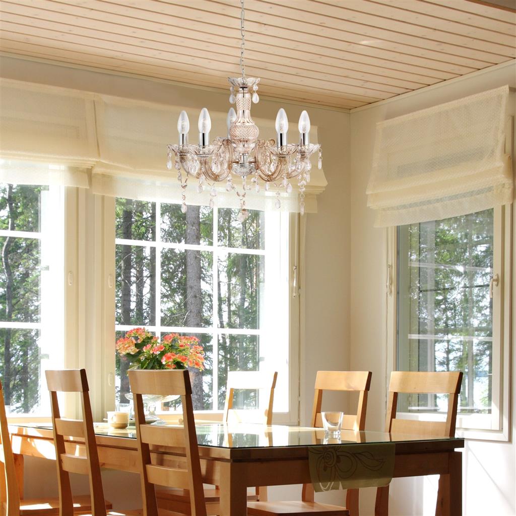 Searchlight 1455-5MI Marie Therese 5Lt Ceiling Pendant - Mink Glass & Acrylic RRP £119.00