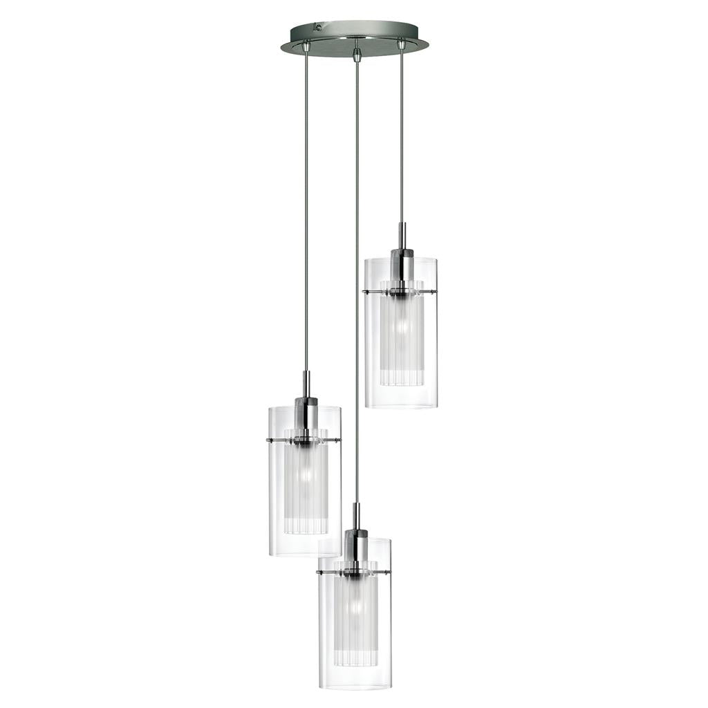 Searchlight 2300-3 Duo I 3Lt Ceiling Pendant - Chrome & Double Glass RRP £139