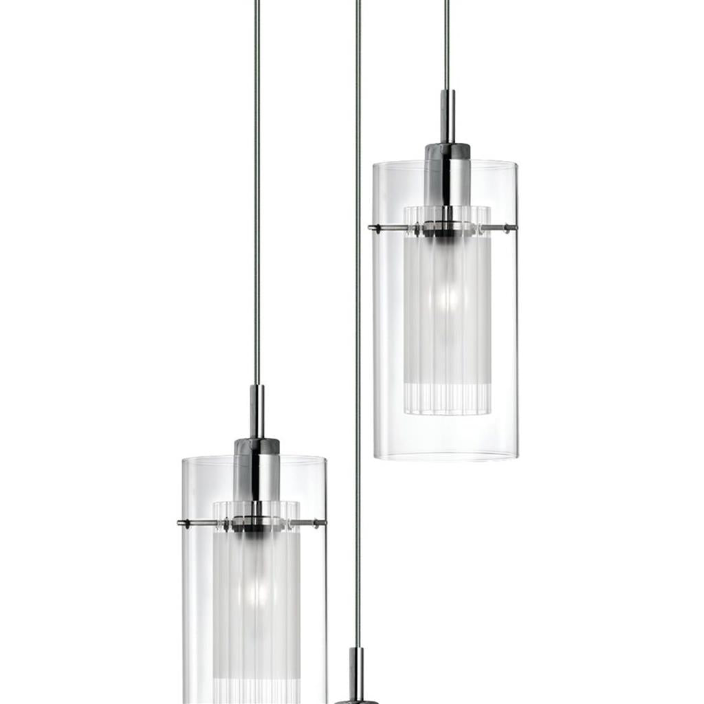 Searchlight 2300-3 Duo I 3Lt Ceiling Pendant - Chrome & Double Glass RRP £139