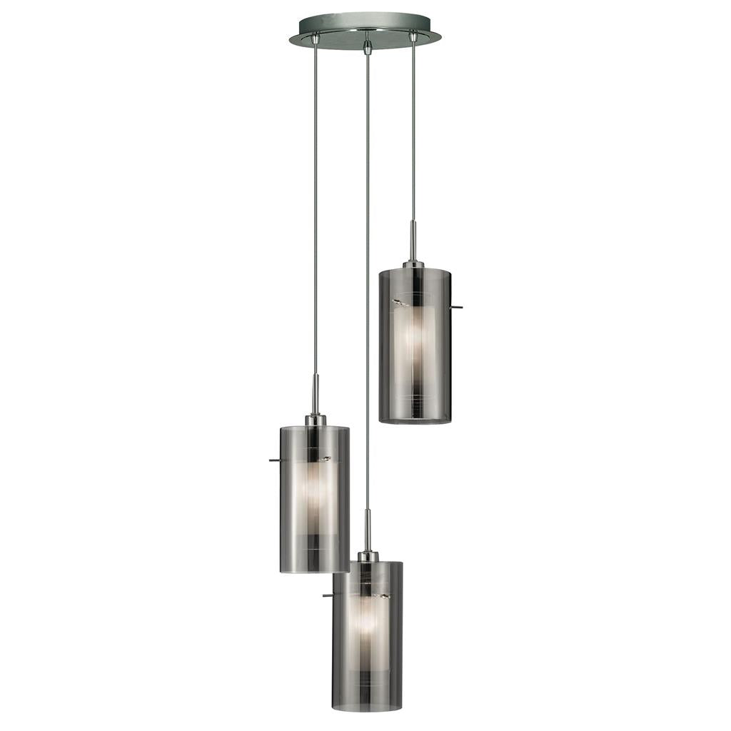 Searchlight 2300-3SM Duo 2 3Lt Multi-Drop Pendant - Smoked Glass & Frosted Inner RRP £139