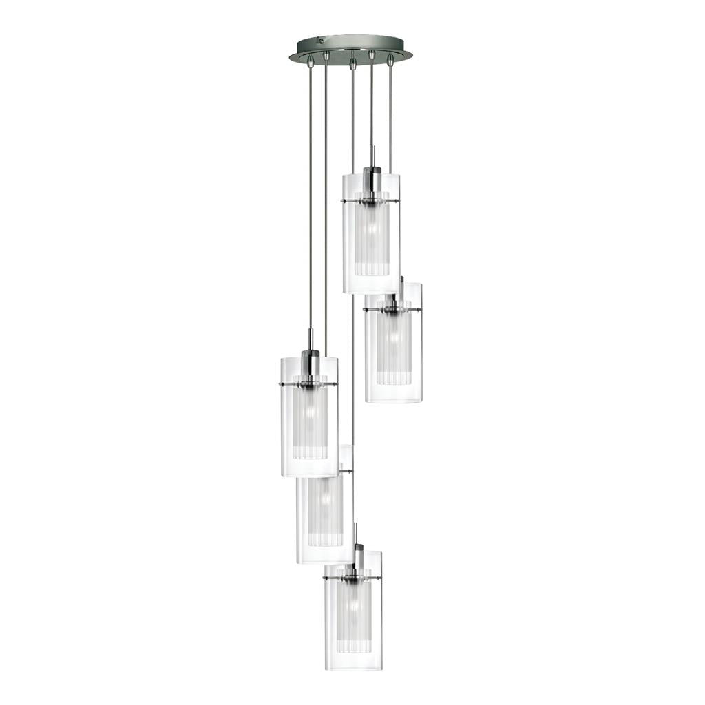 Searchlight 2305-5 Duo I 5Lt Ceiling Pendant - Chrome & Double Glass