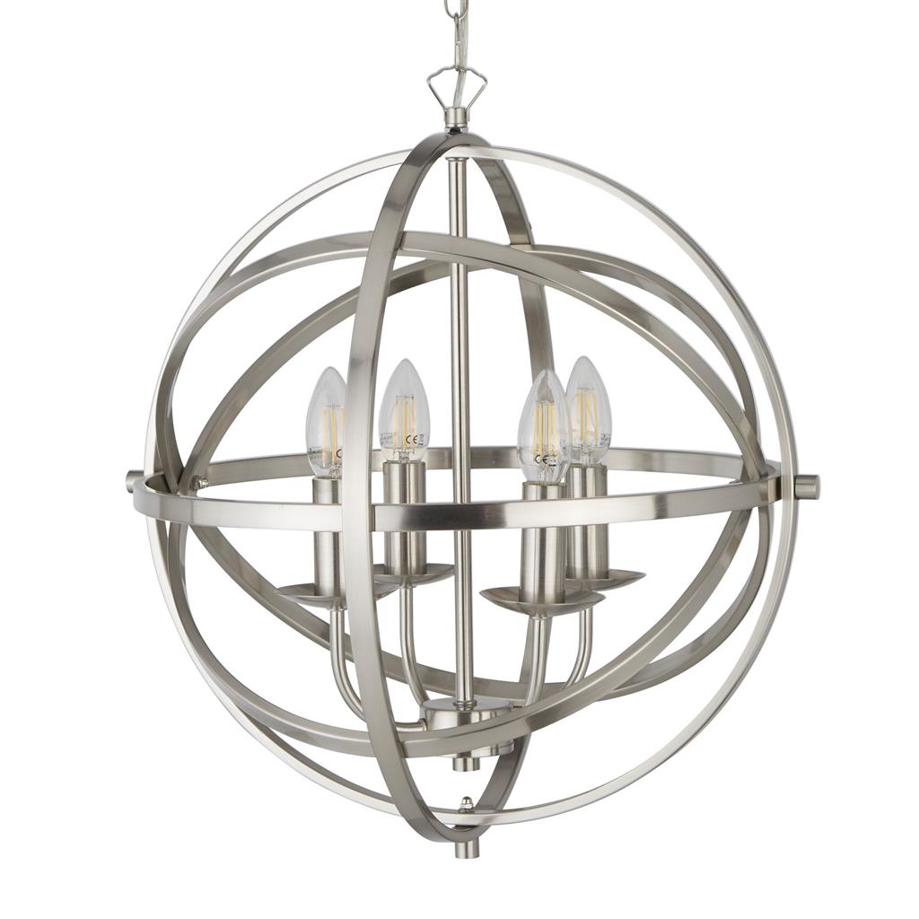 Searchlight 2474-4SS Orbit 4 Light Ceiling Pendant - Satin Silver RRP £299.00