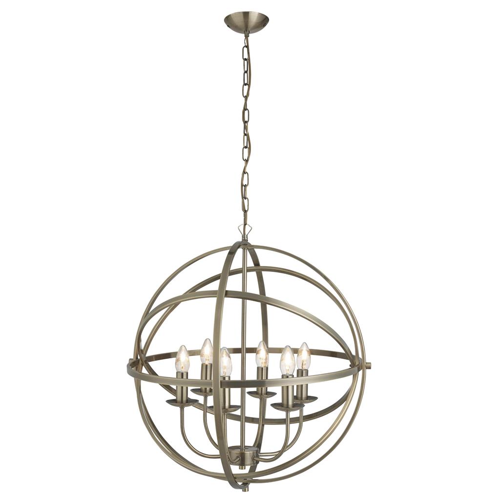 Searchlight 2476-6AB Orbit 6 Light Ceiling Pendant - Antique Brass RRP £419.00