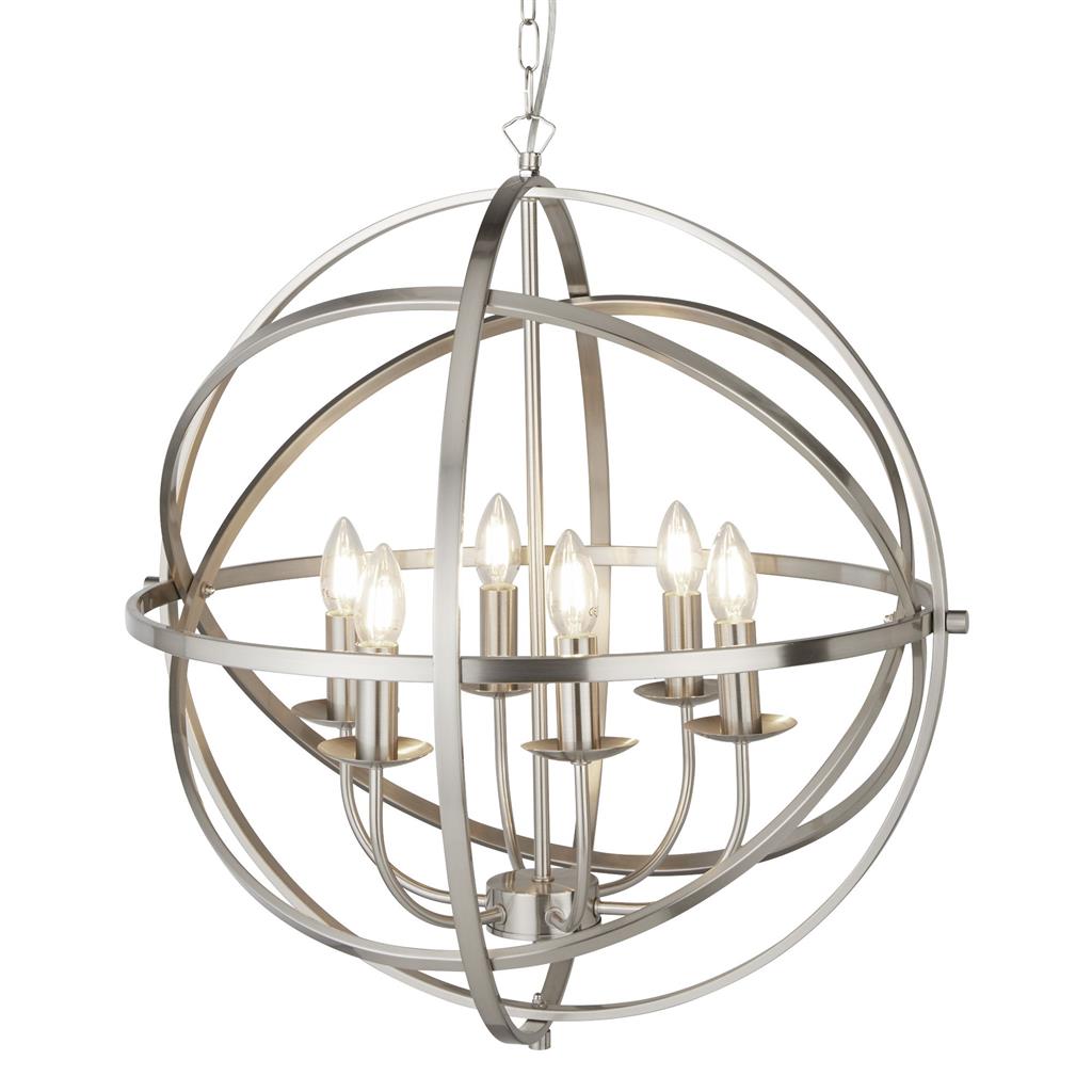Searchlight 2476-6SS Orbit 6 Light Ceiling Pendant - Satin Silver RRP £419.00