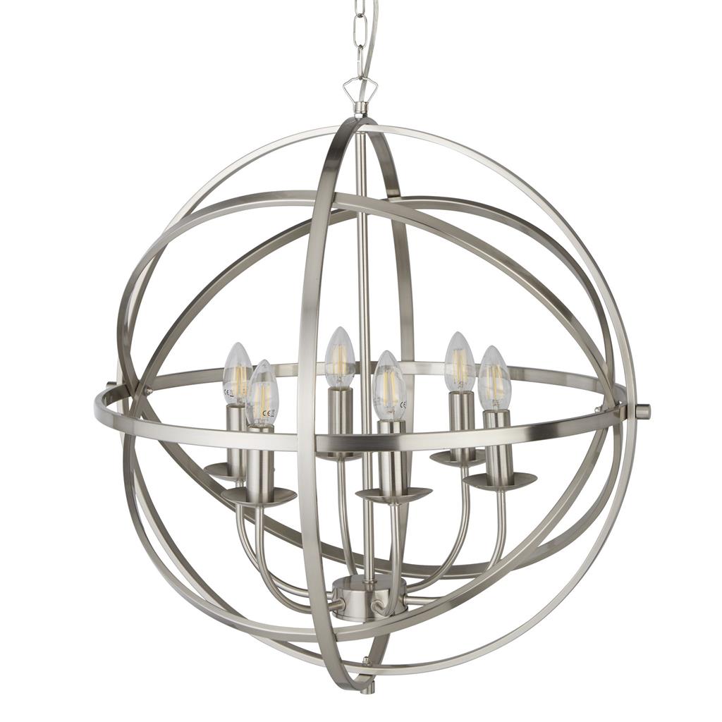 Searchlight 2476-6SS Orbit 6 Light Ceiling Pendant - Satin Silver RRP £419.00