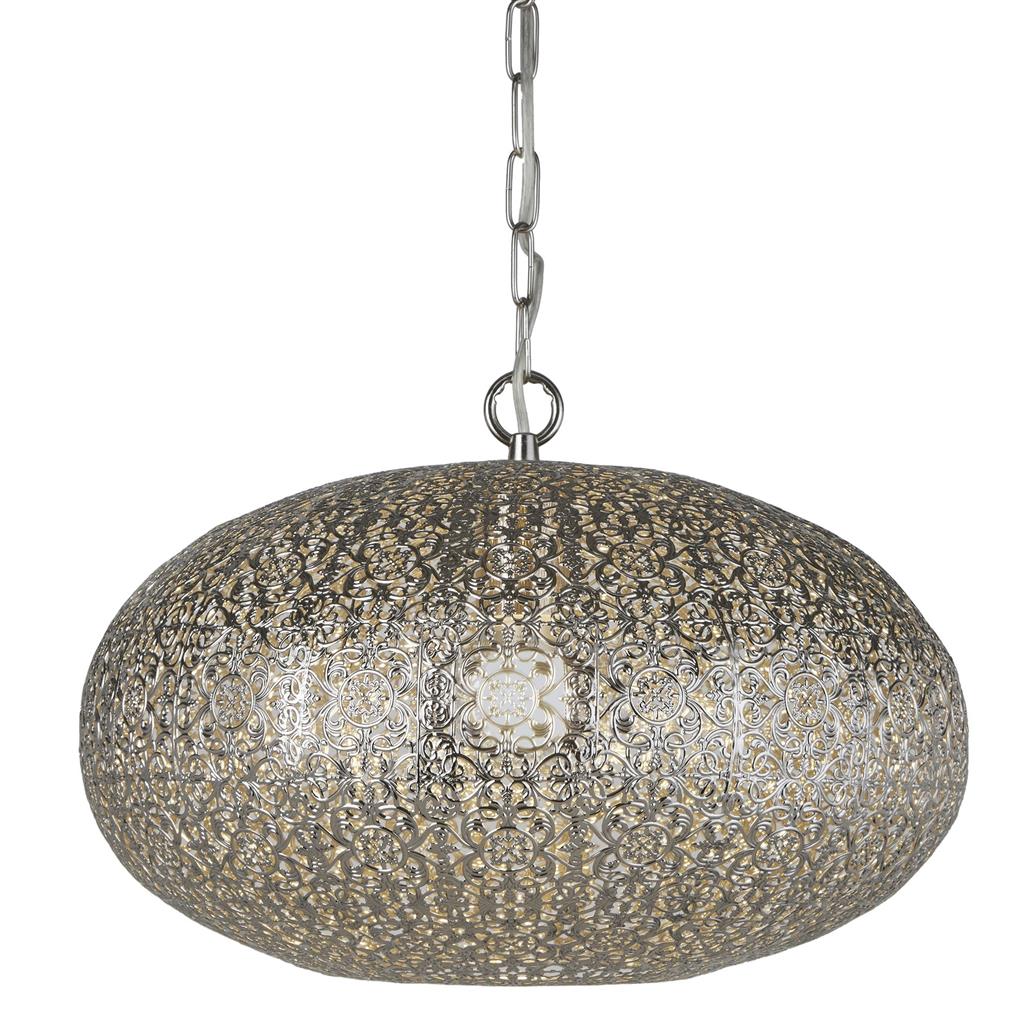 Searchlight 2672SS Fretwork Ceiling Pendant - Laser Cut Nickel RRP £139