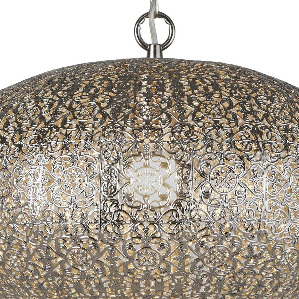 Searchlight 2672SS Fretwork Ceiling Pendant - Laser Cut Nickel RRP £139