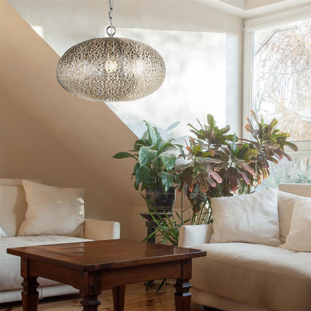 Searchlight 2672SS Fretwork Ceiling Pendant - Laser Cut Nickel RRP £139