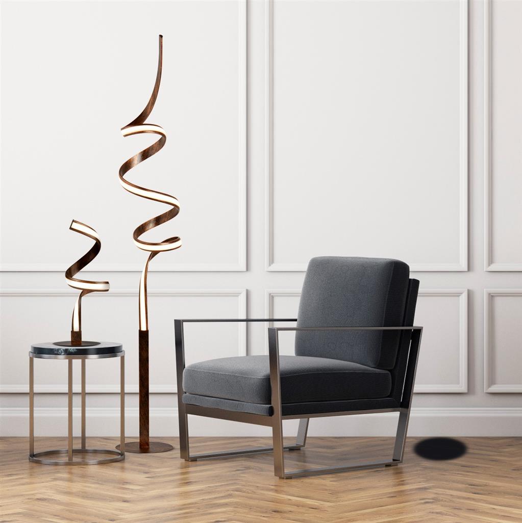 2813RU Ribbon LED Twist Floor Lamp - Rustic Black/Gold Metal & Opal RRP £339.00