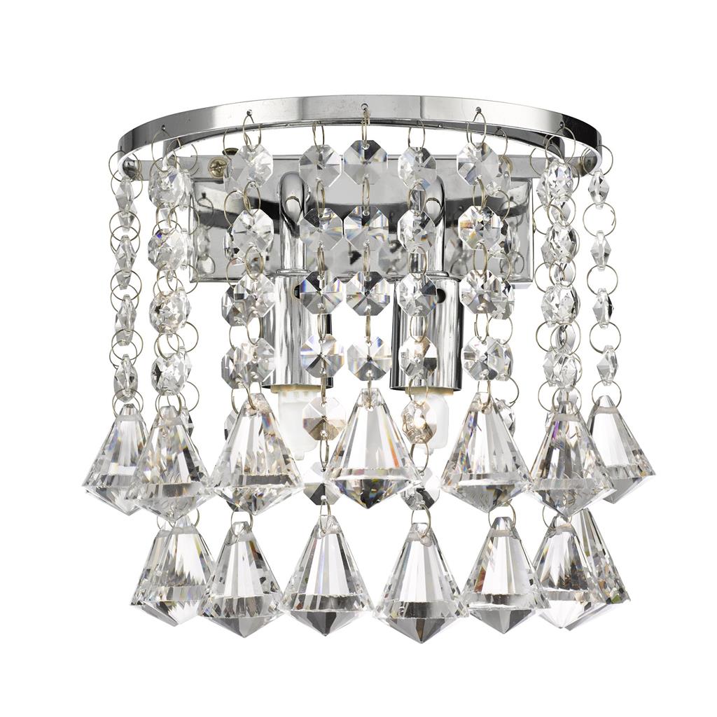 Searchlight 3302-2CC Hanna 2Lt Flush Ceiling Light - Clear Crystal & Chrome