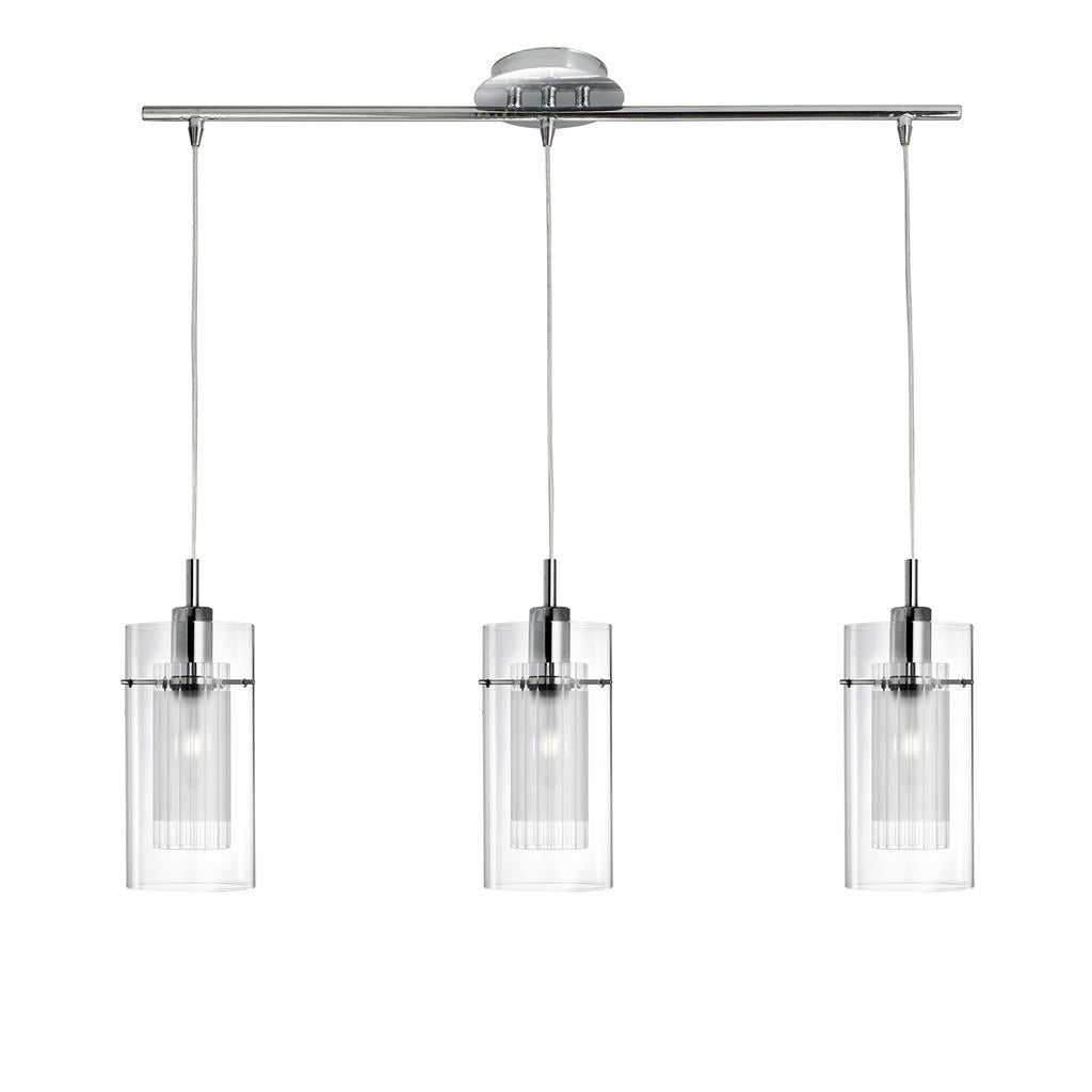 3303-3CC Duo 3 Light Bar Pendant - Smoked Glass with Frosted Inner RRP £149