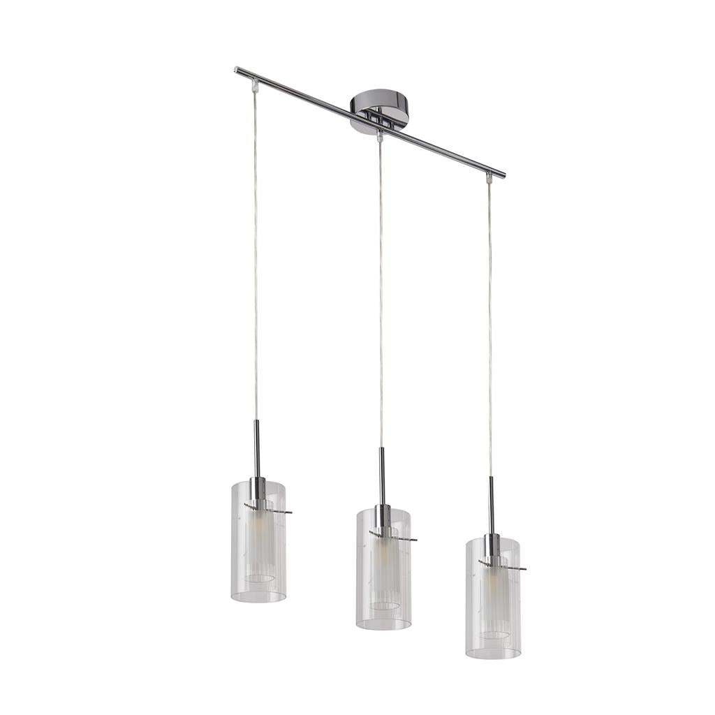3303-3CC Duo 3 Light Bar Pendant - Smoked Glass with Frosted Inner RRP £149