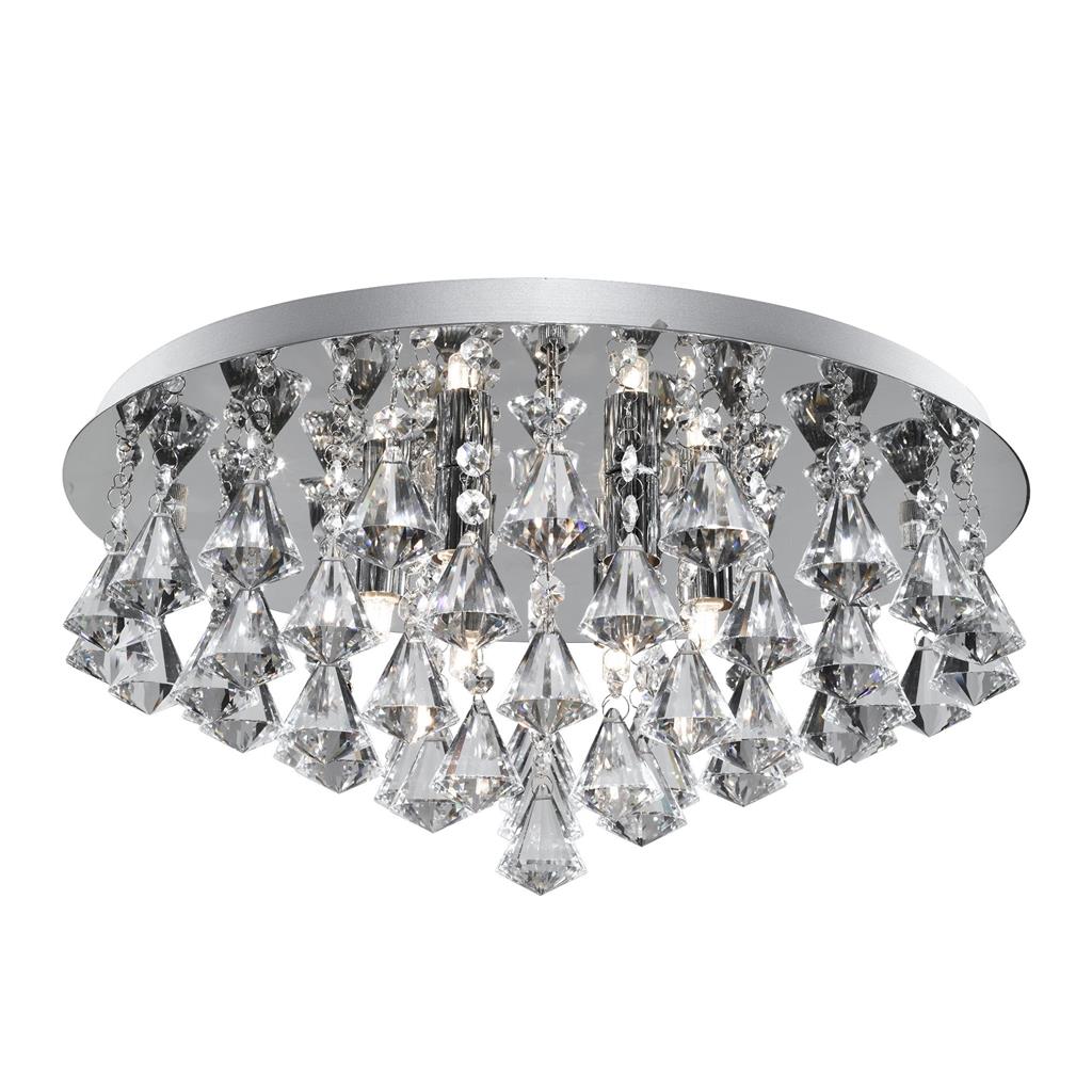 Searchlight 3306-6CC Hanna 6Lt Flush Ceiling Light - Chrome & Clear Crystal