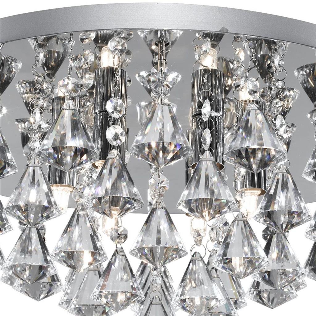 Searchlight 3306-6CC Hanna 6Lt Flush Ceiling Light - Chrome & Clear Crystal