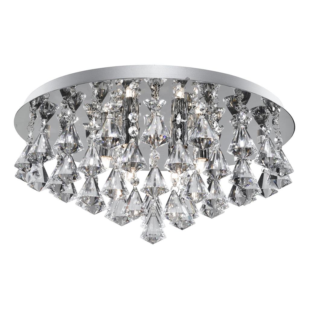 Searchlight 3308-8CC Hanna 8Lt Flush Ceiling Light - Chrome & Clear Crystal