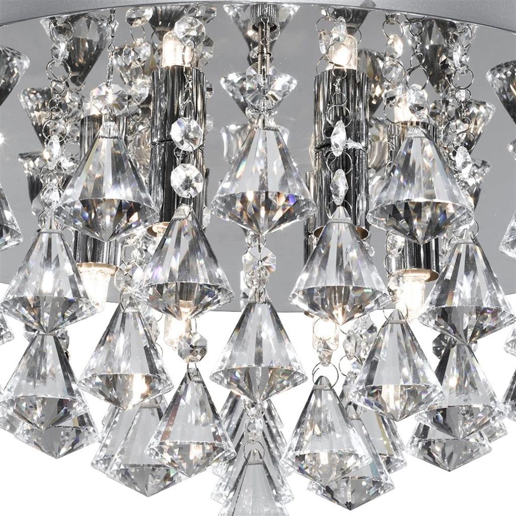 Searchlight 3308-8CC Hanna 8Lt Flush Ceiling Light - Chrome & Clear Crystal